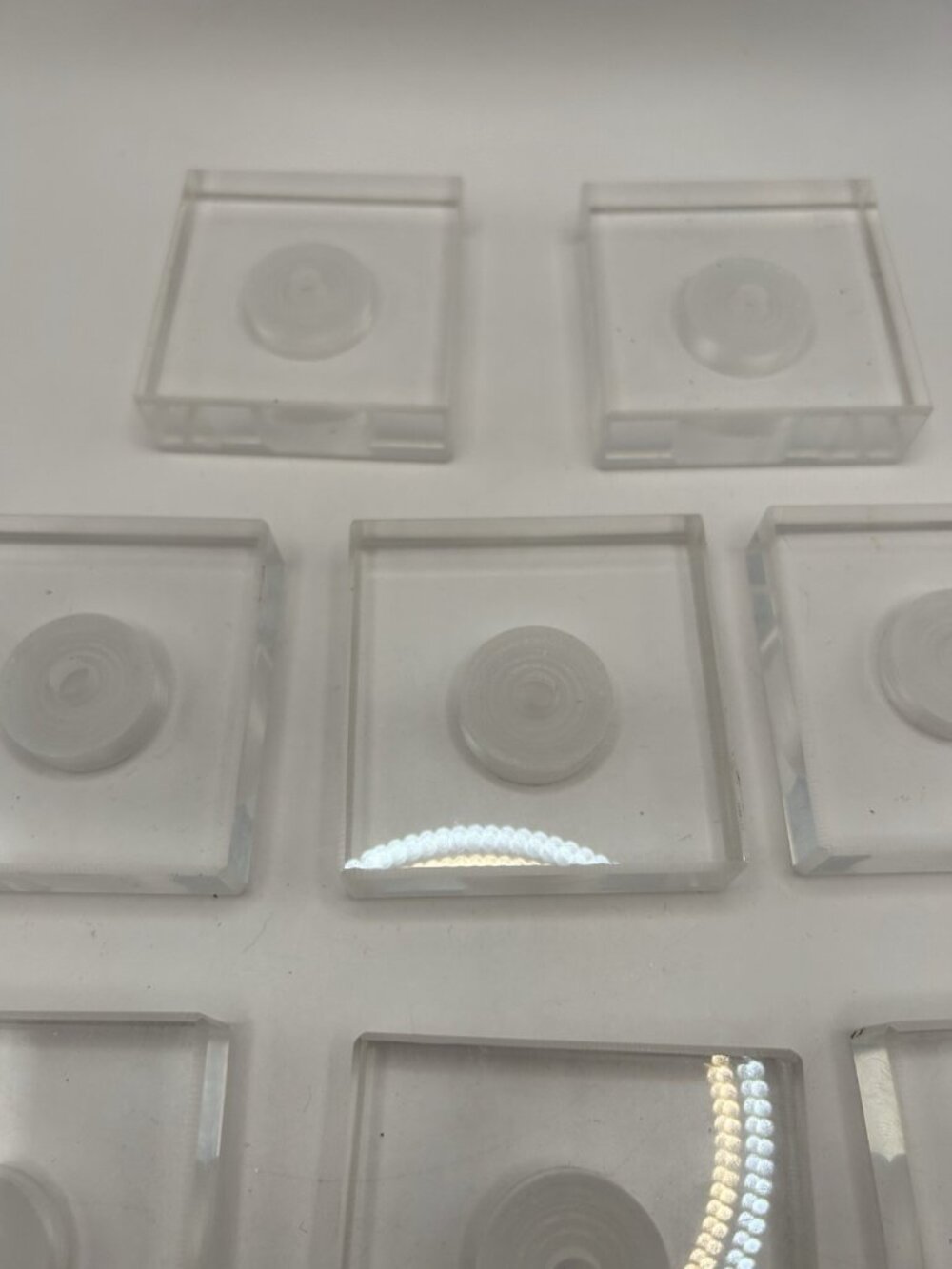 Lot of 8 Clear Acrylic Lucite Display Mount Blocks 2” Square Recessed Center - Picture 10 of 15